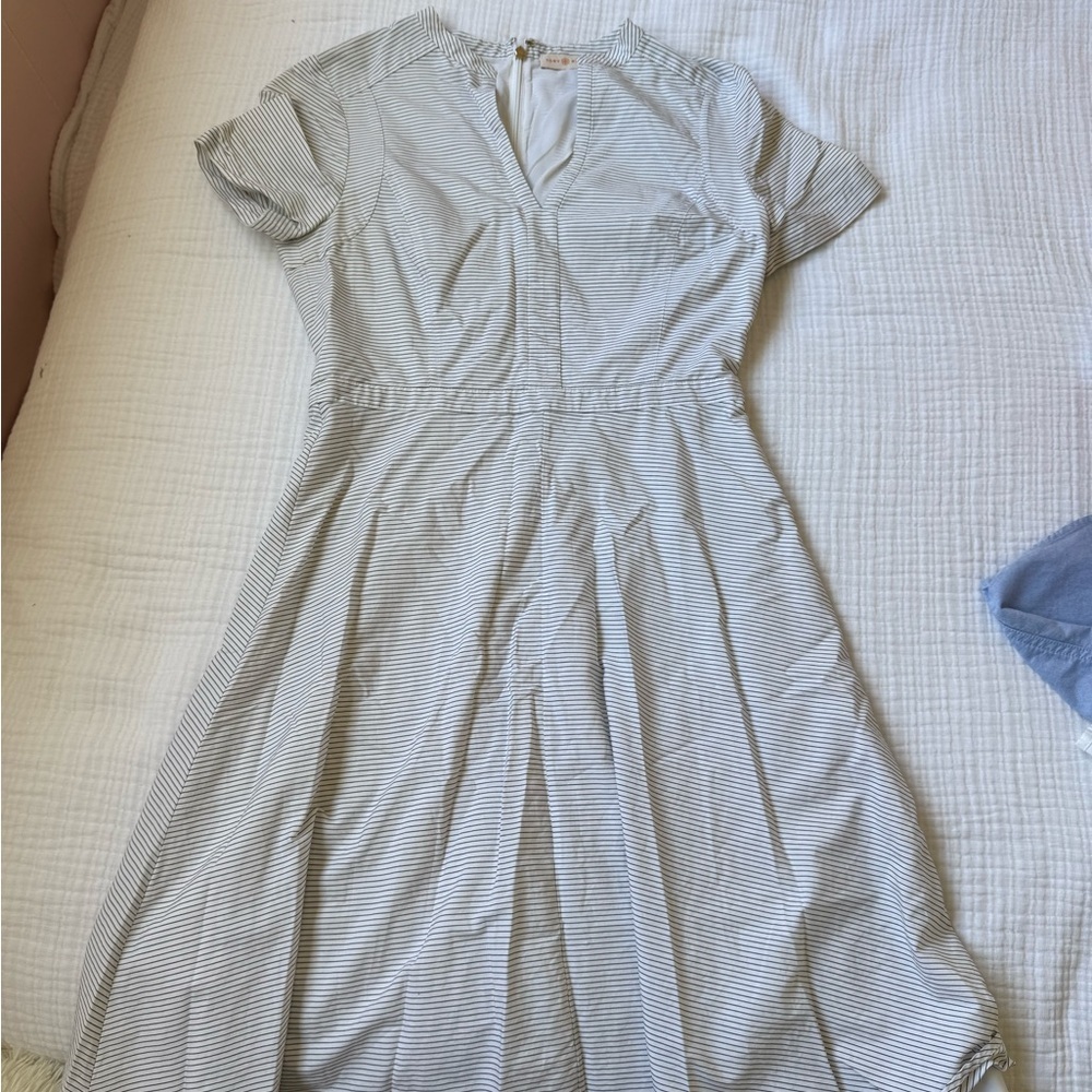 Tory Burch White Striped Midi Dress